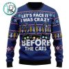 Crazy Cat Let's Face It Was Crazy Before The Cat Christmas Sweater-AOP Sweater-Black