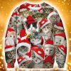 Adorable Cat With Santa Hat 3D Christmas Knitting Pattern Ugly Sweater Sweatshirt Product Photo 1