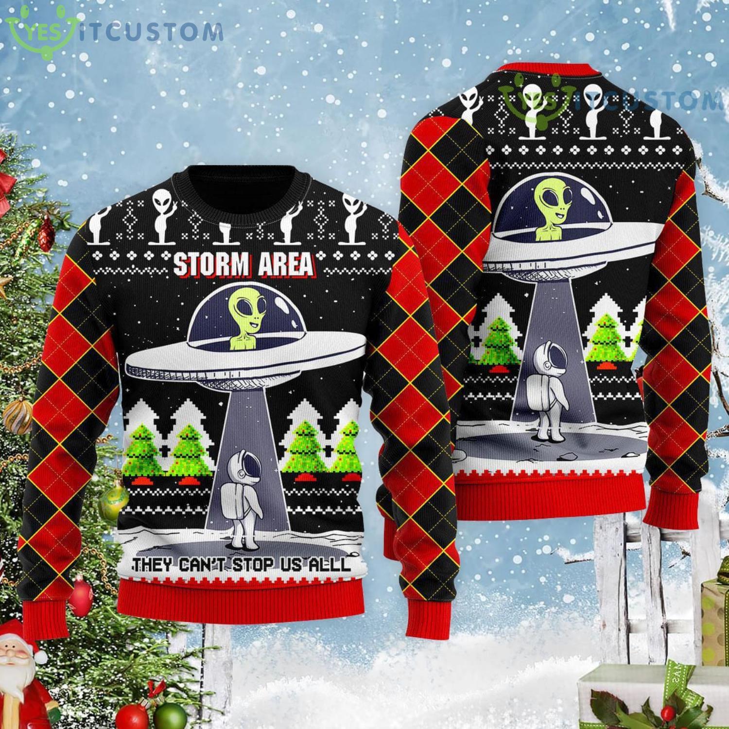 Alien Stop Area Christmas Gift Ugly Christmas Sweater 5 Alien Stop Area Christmas Gift Ugly Christmas Sweater Product Photo 1