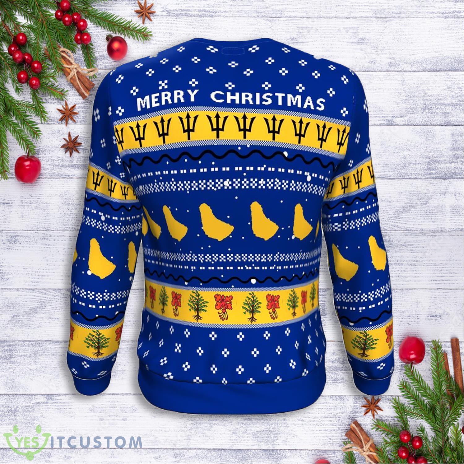 Barbados Merry Christmas Ugly Sweater Blue 6 Barbados Merry Christmas Ugly Sweater Blue Product Photo 2