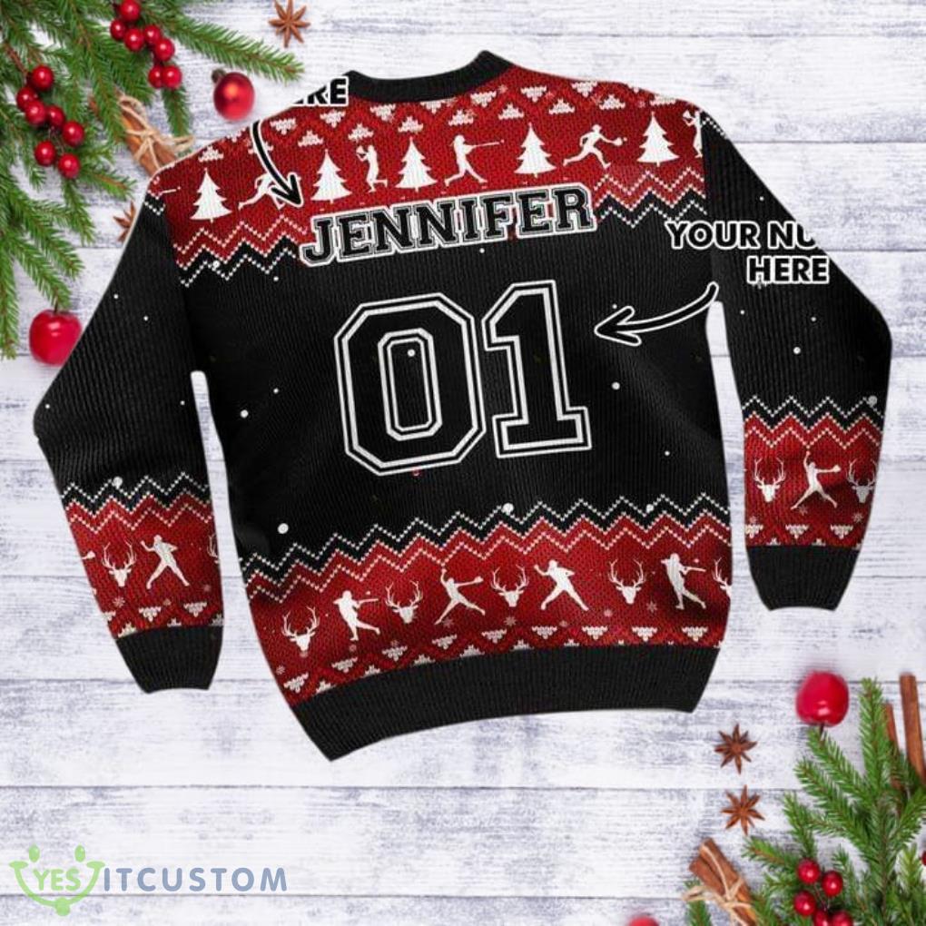 Baseball Busy Raising Ballers Custom Name And Number Christmas Ugly Sweater 5 Baseball Busy Raising Ballers Custom Name And Number Christmas Ugly Sweater Product Photo 2