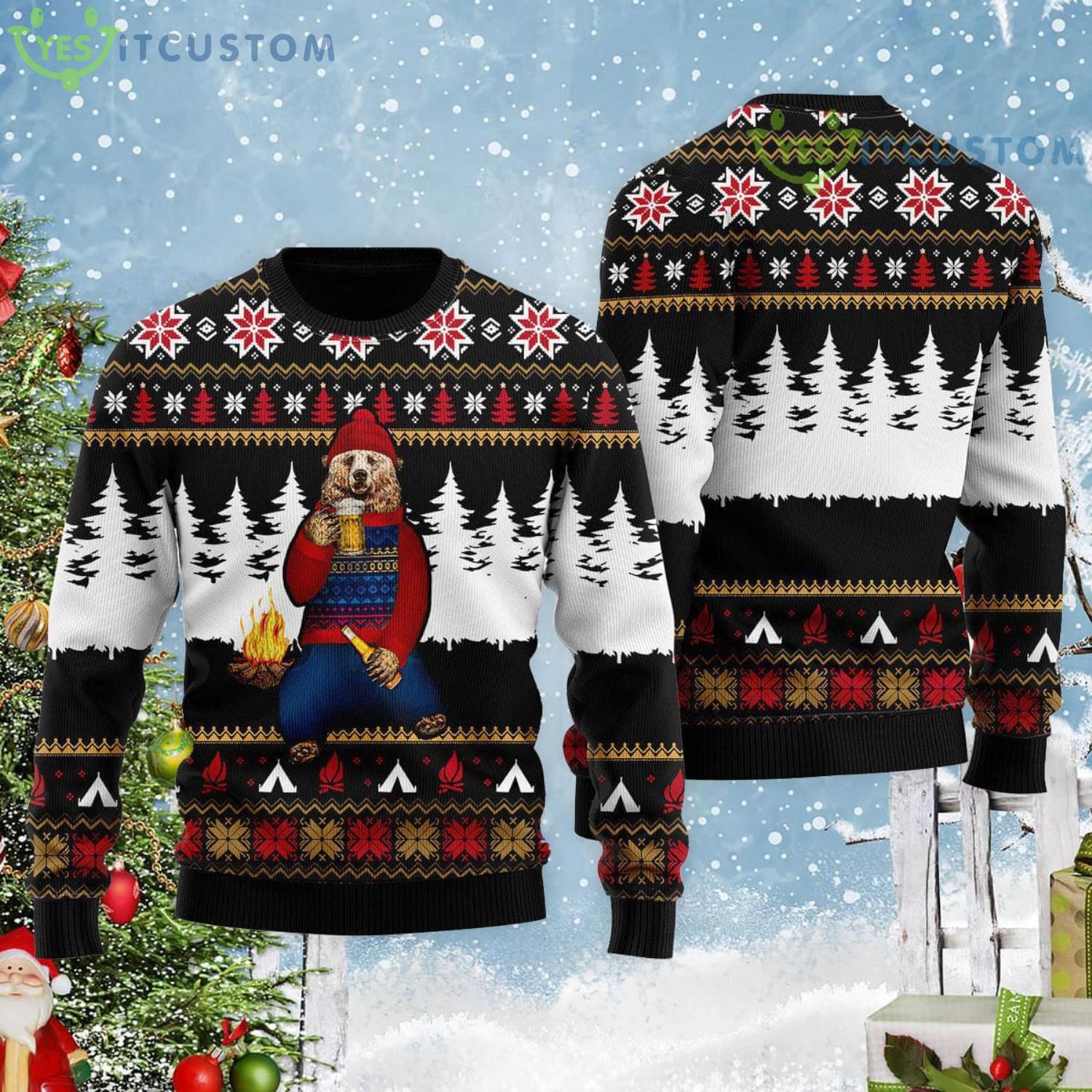 Bear Campfire Christmas Gift Ugly Christmas Sweater 6 Bear Campfire Christmas Gift Ugly Christmas Sweater Product Photo 2
