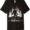 Believe Bigfoot Light Santa Squatch Christmas Shirt Product Photo 1
