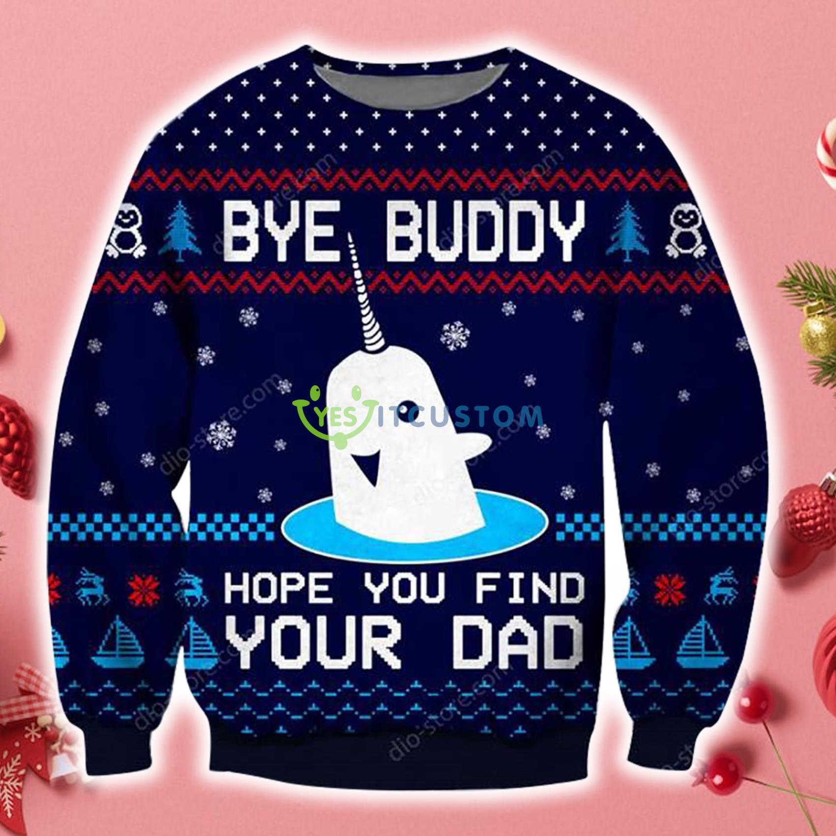 Bye Buddy 3D Christmas Knitting Pattern Navy Ugly Sweater Sweatshirt 3 Bye Buddy 3D Christmas Knitting Pattern Navy Ugly Sweater Sweatshirt Product Photo 1