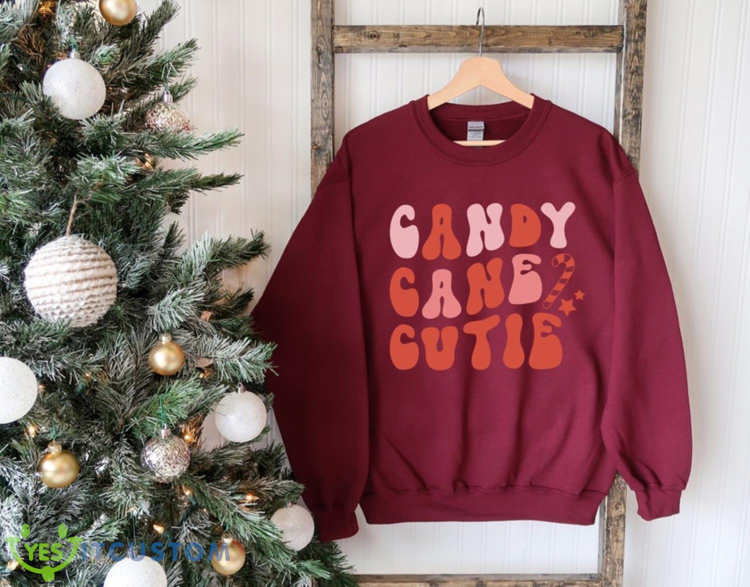 Candy Cane Cutie Cute Christmas Sweatshirt 7 Candy Cane Cutie Cute Christmas Sweatshirt Product Photo 1