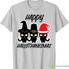 Cats Happy HalloThanksMas Halloween Thanksgiving Christmas T-Shirt Product Photo 1
