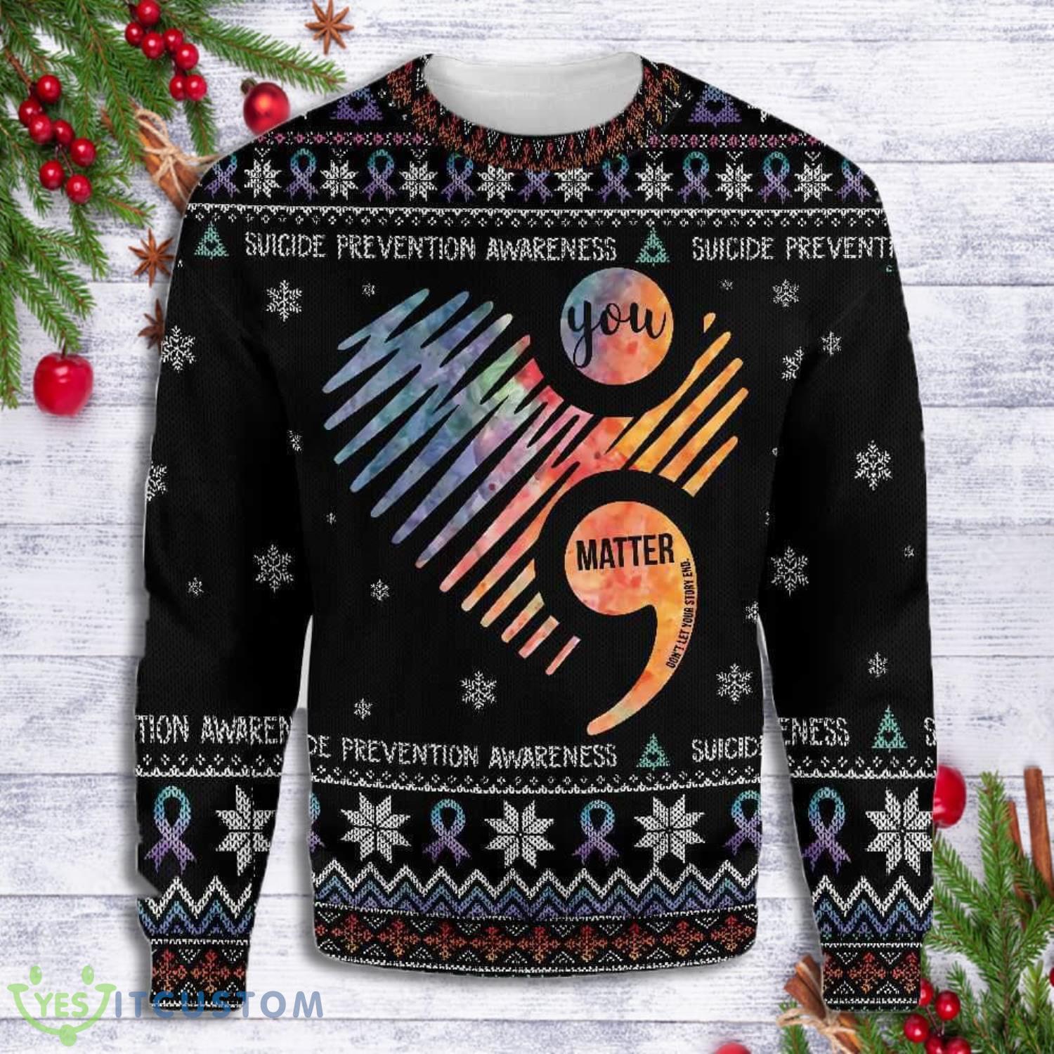 Heart Suicide Prevention Awareness Knitting Pattern Ugly Christmas Sweater 3 Heart Suicide Prevention Awareness Knitting Pattern Ugly Christmas Sweater Product Photo 1