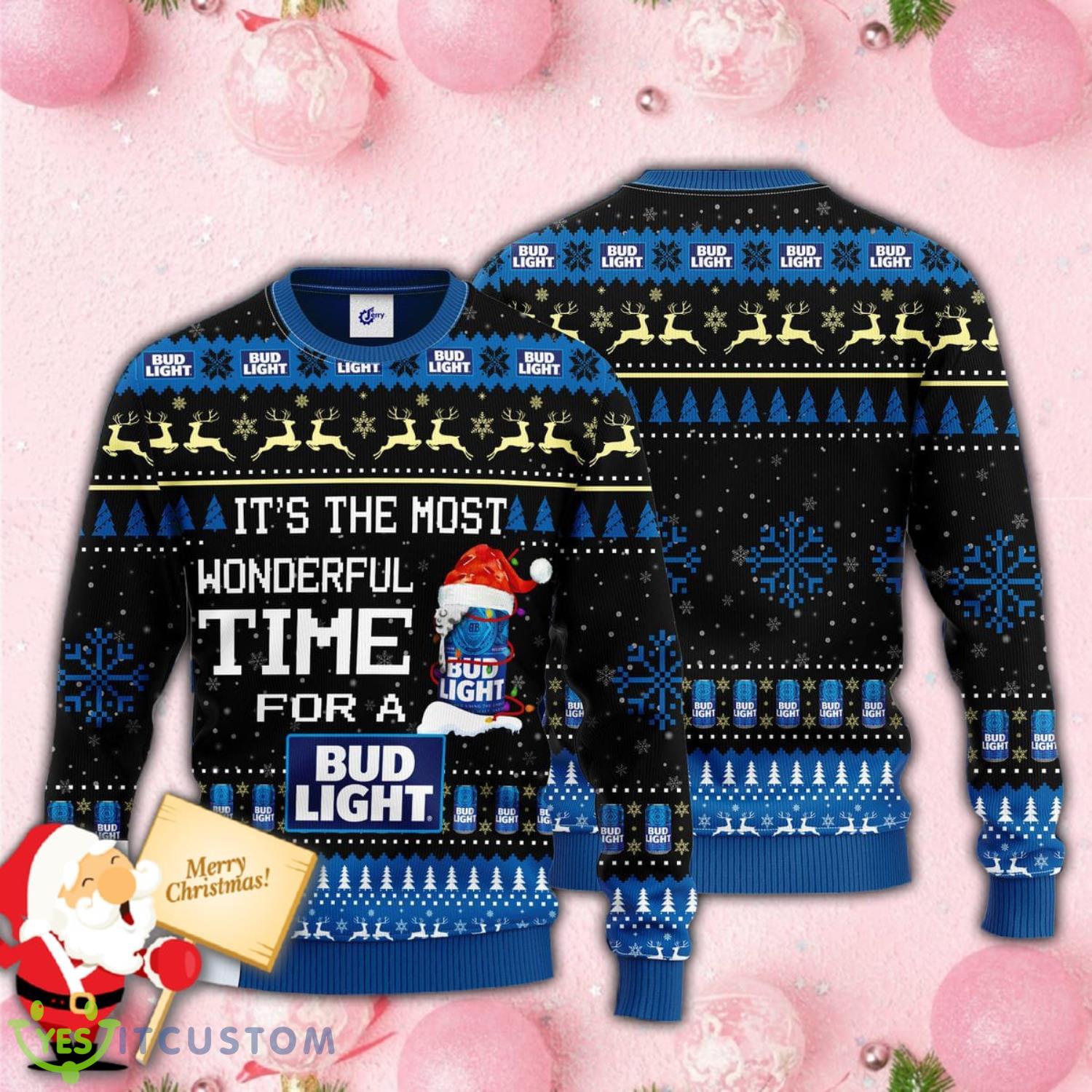Its The Most Wonderful Time For A Bud Light All Over Print 3D Christmas Ugly Sweater 2 Its The Most Wonderful Time For A Bud Light All Over Print 3D Christmas Ugly Sweater Product Photo 1