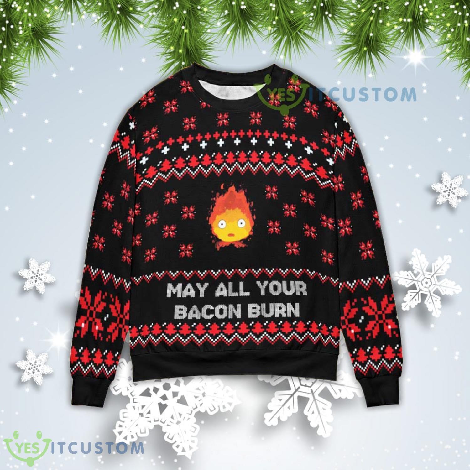 May All Your Bacon Burn Christmas Gift Ugly Christmas Sweater 3 May All Your Bacon Burn Christmas Gift Ugly Christmas Sweater Product Photo 1