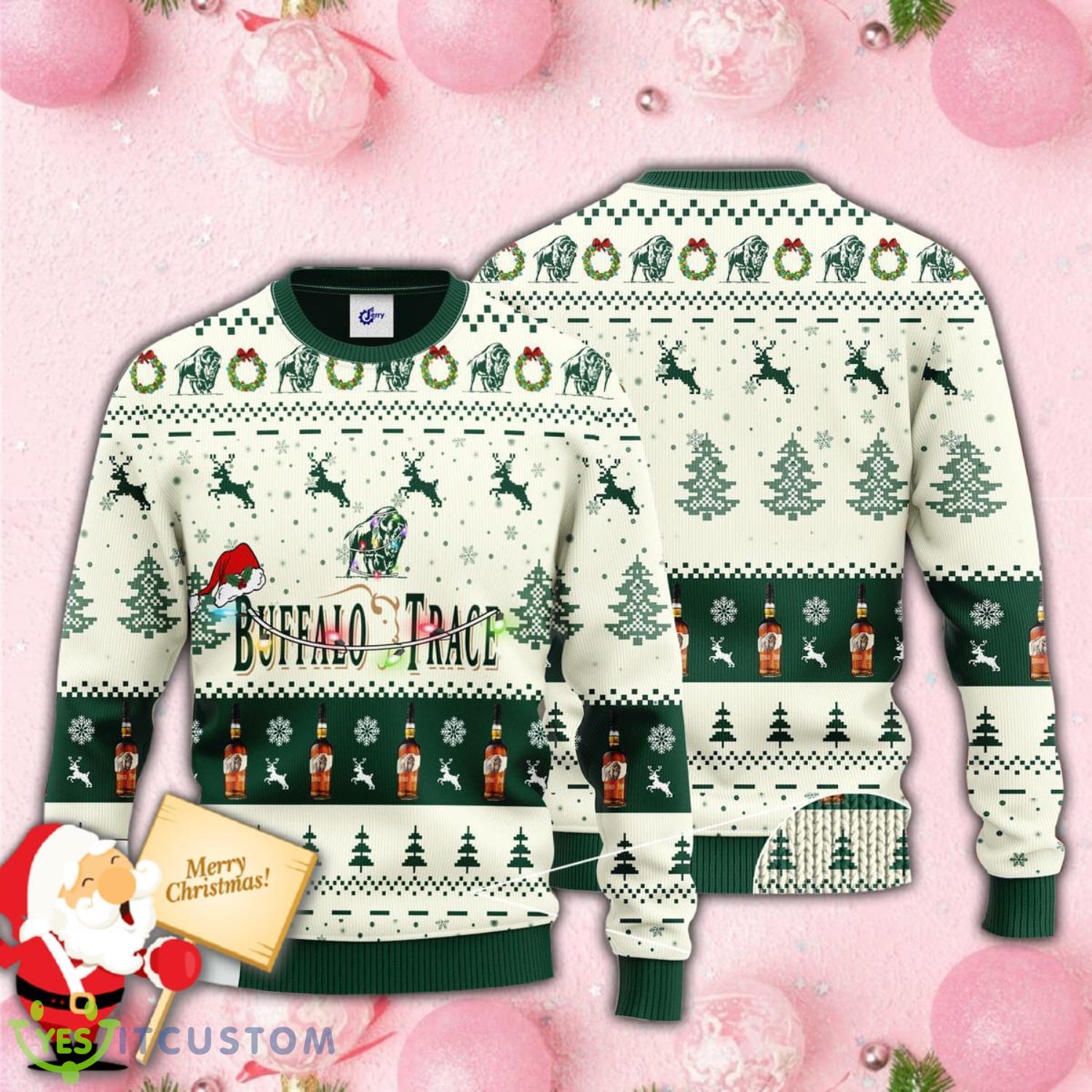 Merry Christmas Buffalo Trace Santa Hat Christmas Knitted Ugly Christmas Sweater 2 Merry Christmas Buffalo Trace Santa Hat Christmas Knitted Ugly Christmas Sweater Product Photo 1