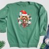 Merry Christmas Wreath Poodle Sweatshirt Santa Dog Christmas Product Photo 1