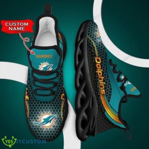 NFL Miami Dolphins Custom Name Aqua Black Net Pattern Max Soul Shoes Product Photo 2