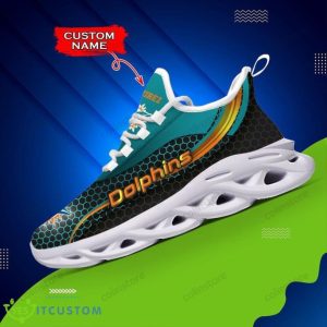 NFL Miami Dolphins Custom Name Aqua Black Net Pattern Max Soul Shoes Product Photo 3