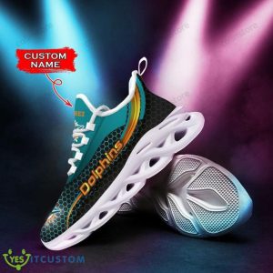 NFL Miami Dolphins Custom Name Aqua Black Net Pattern Max Soul Shoes Product Photo 4