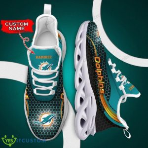 NFL Miami Dolphins Custom Name Aqua Black Net Pattern Max Soul Shoes Product Photo 1