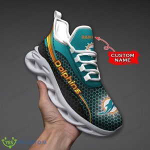 NFL Miami Dolphins Custom Name Aqua Black Net Pattern Max Soul Shoes Product Photo 5