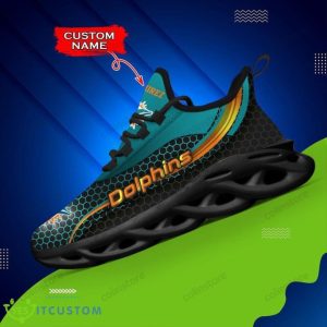 NFL Miami Dolphins Custom Name Aqua Black Net Pattern Max Soul Shoes Product Photo 6