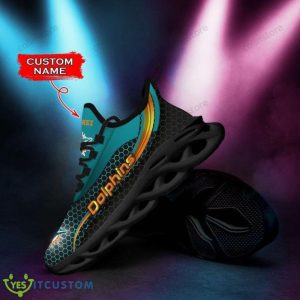NFL Miami Dolphins Custom Name Aqua Black Net Pattern Max Soul Shoes Product Photo 7