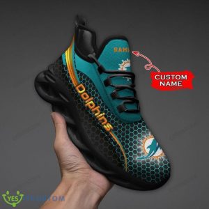 NFL Miami Dolphins Custom Name Aqua Black Net Pattern Max Soul Shoes Product Photo 8
