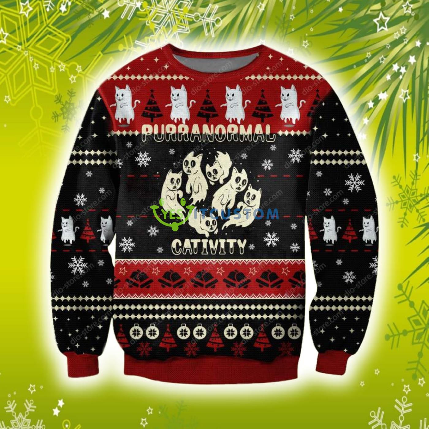 Purranormal Cativity 3D Christmas Knitting Pattern Ugly Sweater Sweatshirt 3 Purranormal Cativity 3D Christmas Knitting Pattern Ugly Sweater Sweatshirt Product Photo 1