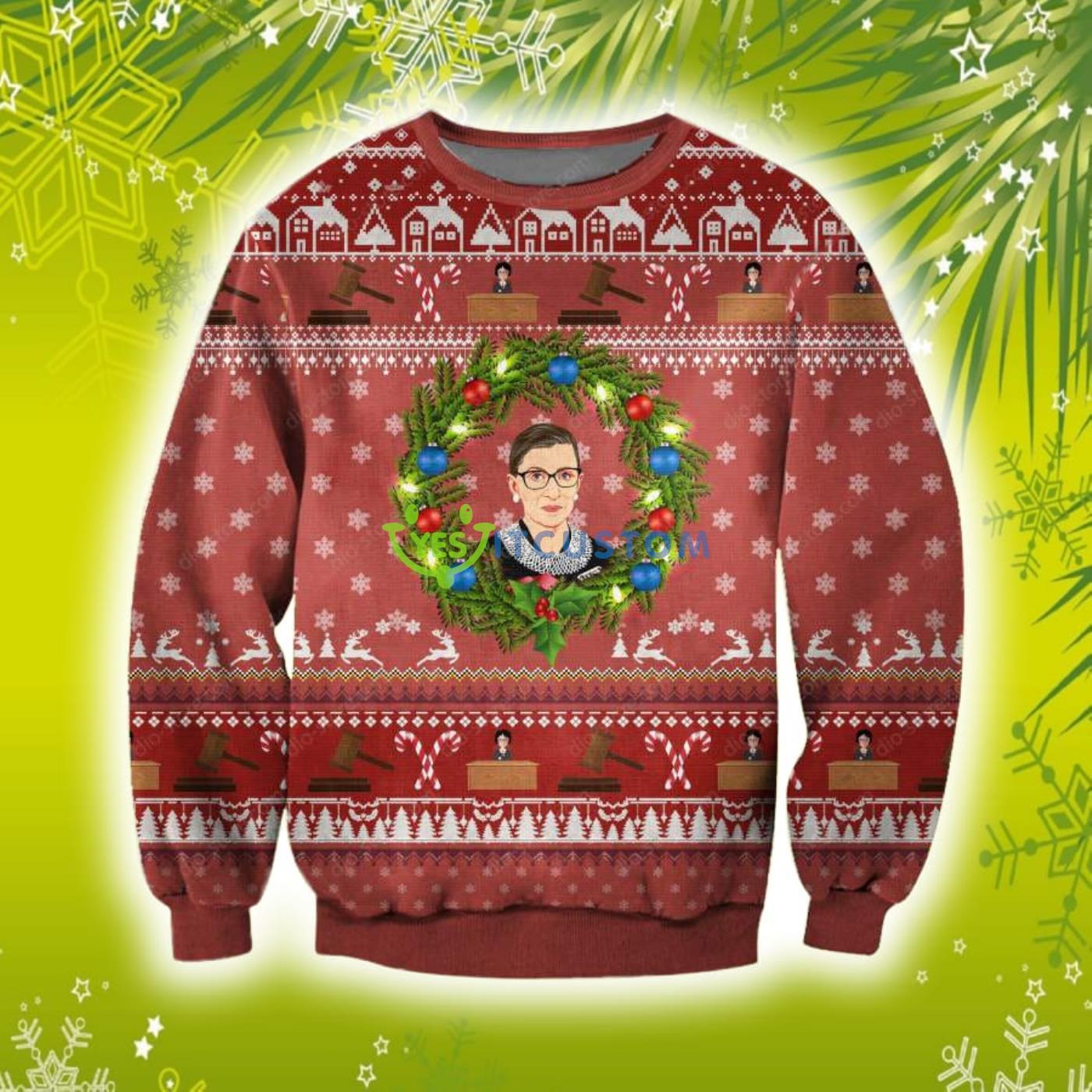 Ruth Bader Ginsburg 3D Christmas Knitting Pattern Red Ugly Sweater Sweatshirt 3 Ruth Bader Ginsburg 3D Christmas Knitting Pattern Red Ugly Sweater Sweatshirt Product Photo 1