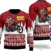 Santa Riding Motorbike to Holiday Ugly Christmas Sweater Product Photo 1