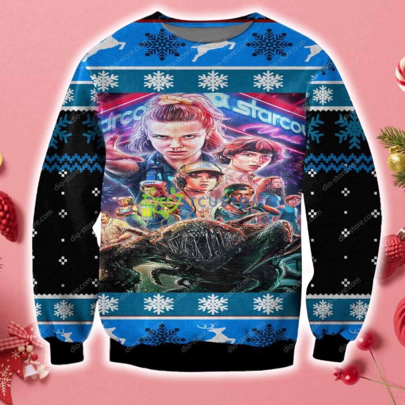 Stranger Things 3D Christmas Knitting Pattern Ugly Sweater Sweatshirt 2 Stranger Things 3D Christmas Knitting Pattern Ugly Sweater Sweatshirt Product Photo 1