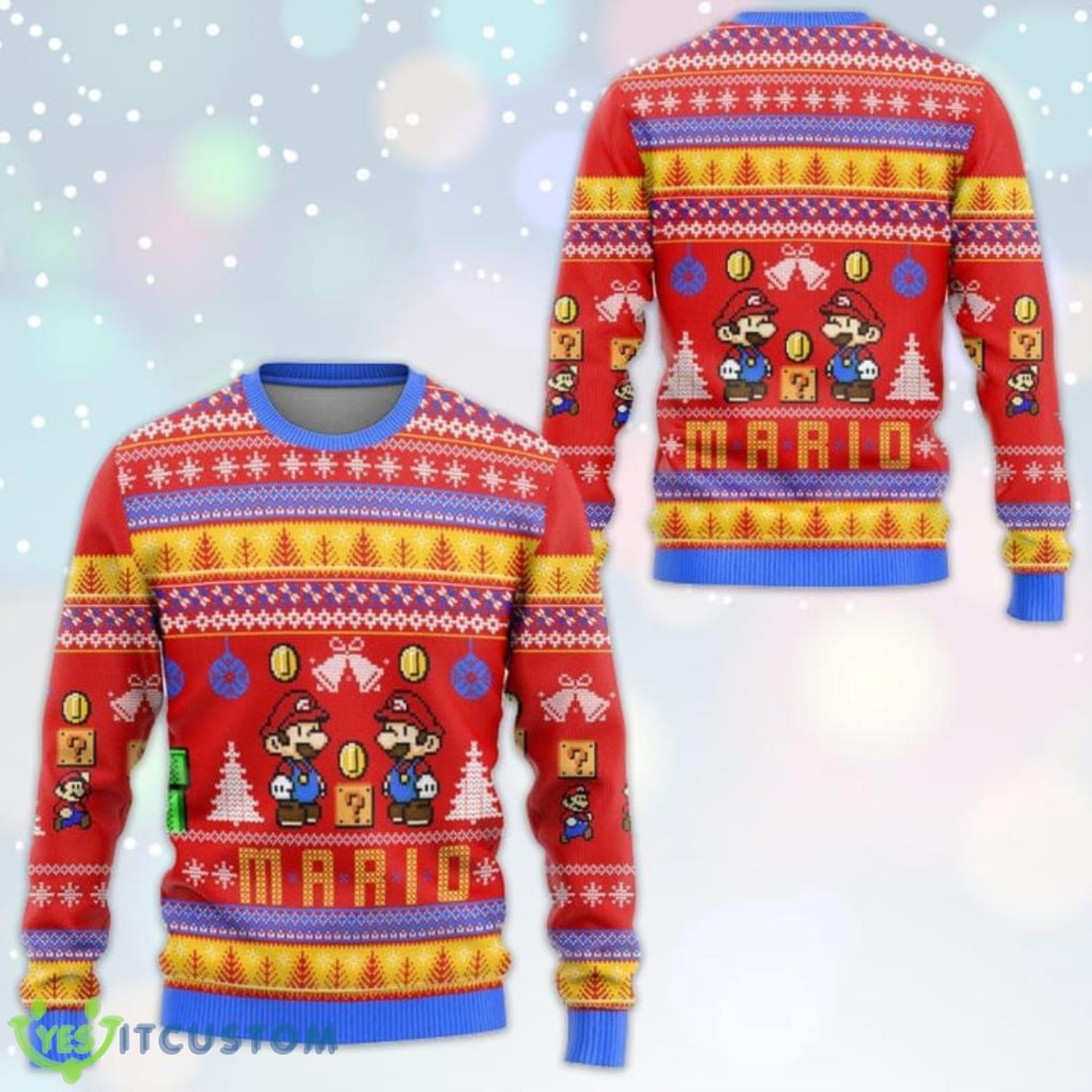 Super Mario Mario Christmas Ugly Sweater 3 Super Mario Mario Christmas Ugly Sweater Product Photo 1