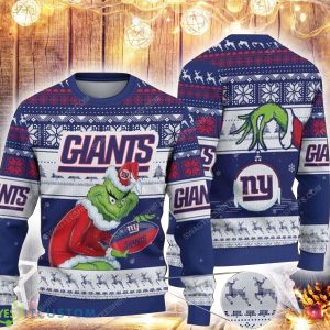 The Grinch New York Giants All Over Print 3D Ugly Christmas Sweater Product Photo 1