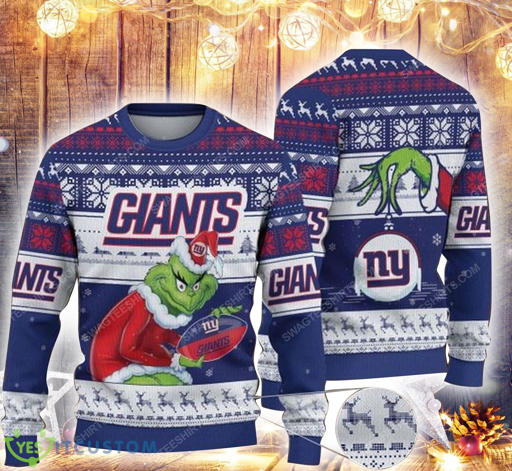 The Grinch New York Giants All Over Print 3D Ugly Christmas Sweater 5 The Grinch New York Giants All Over Print 3D Ugly Christmas Sweater Product Photo 1