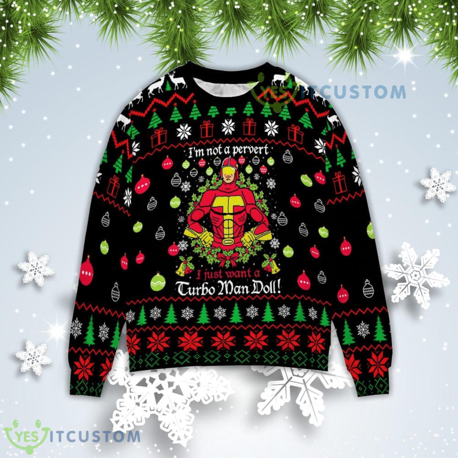 Turbo Man Christmas Gift Ugly Christmas Sweater 3 Turbo Man Christmas Gift Ugly Christmas Sweater Product Photo 1