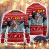 Ugly Christmas Santa Riding T Rex All Over Print 3D Ugly Christmas Sweater Product Photo 1