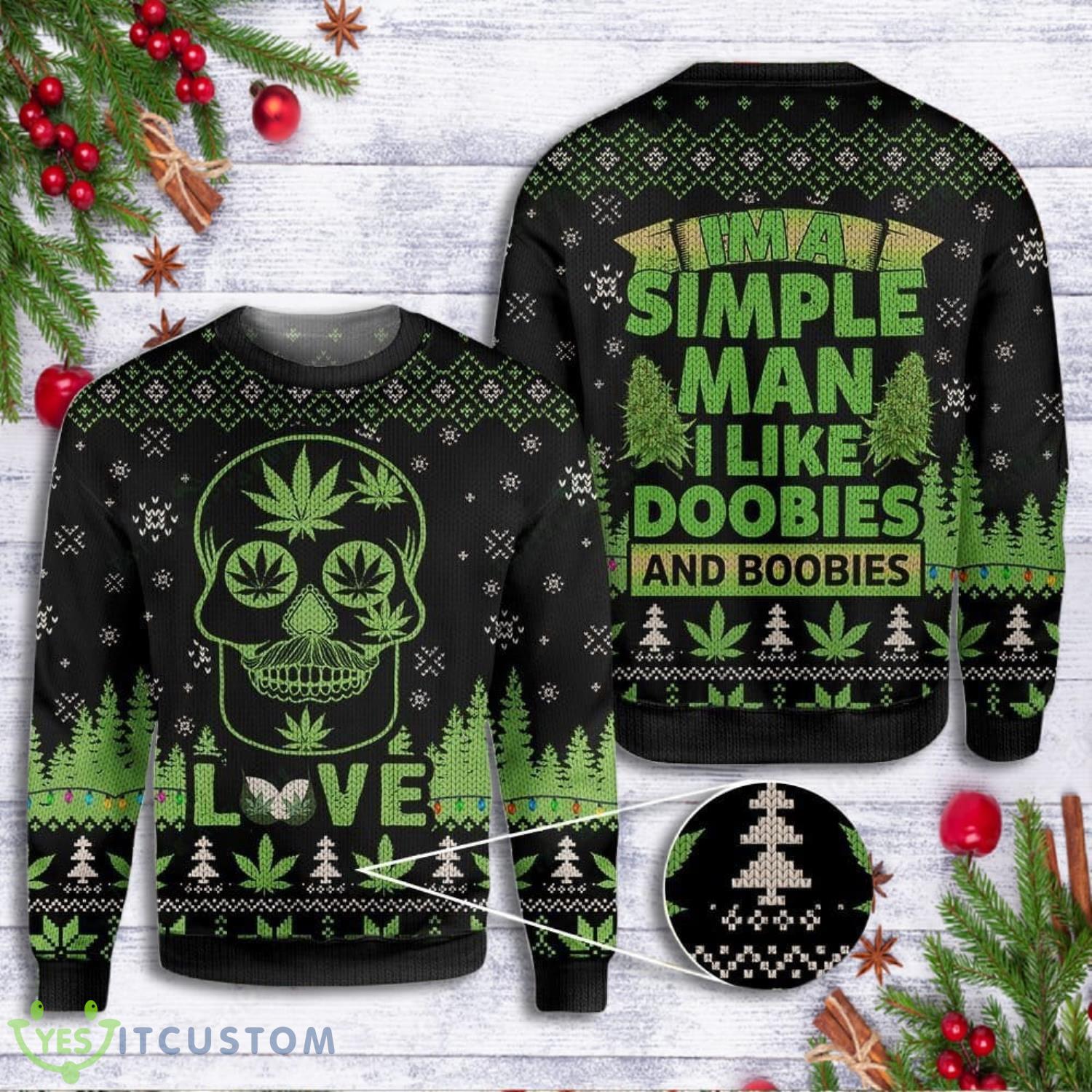 Weed I'm A Simple Man All Over Print 3D Ugly Christmas Sweater 3 weed im a simple man all over print 3d ugly christmas sweater