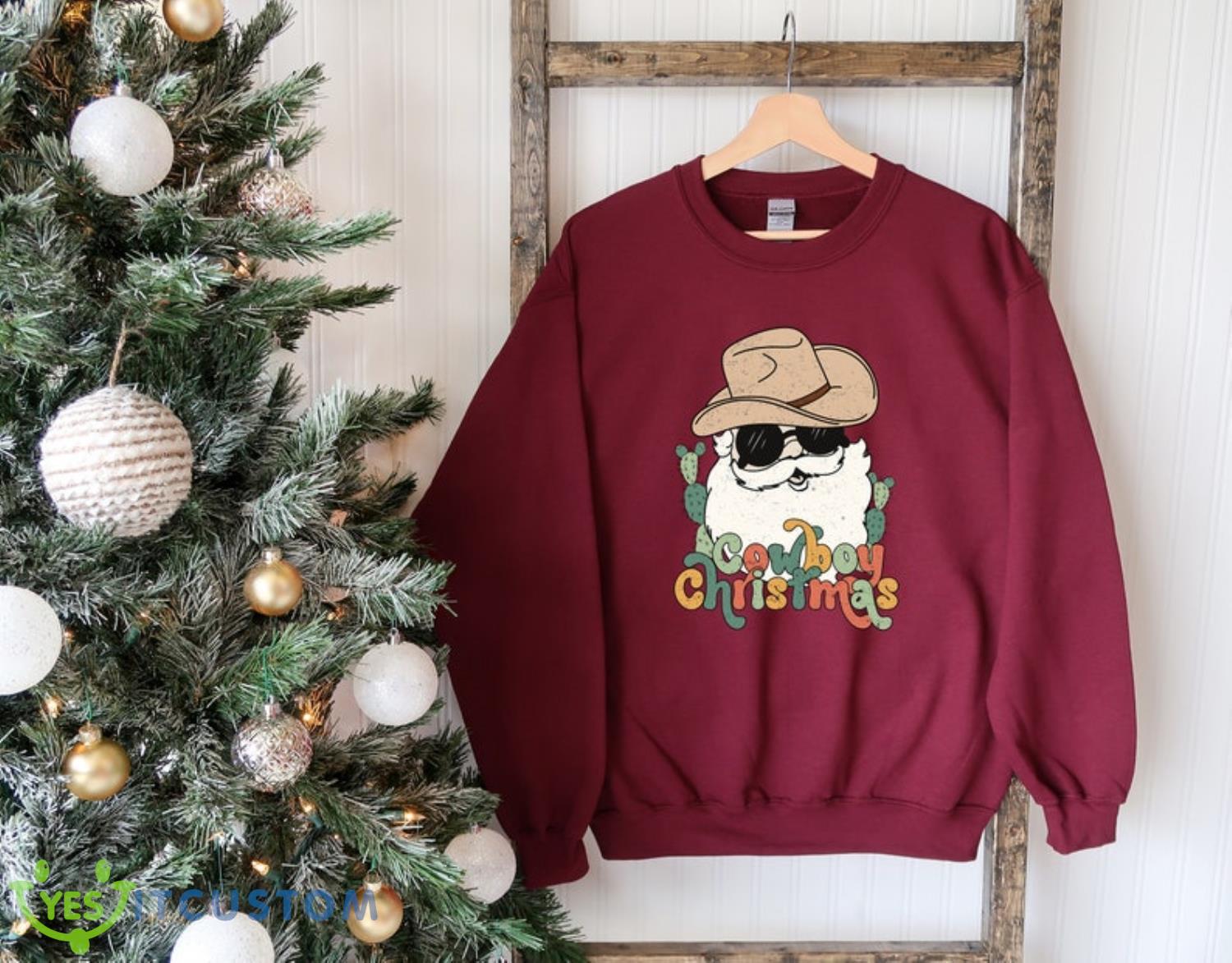 Western Ugly Santa Christmas Sweatshirt 3 Western Ugly Santa Christmas Sweatshirt Product Photo 1