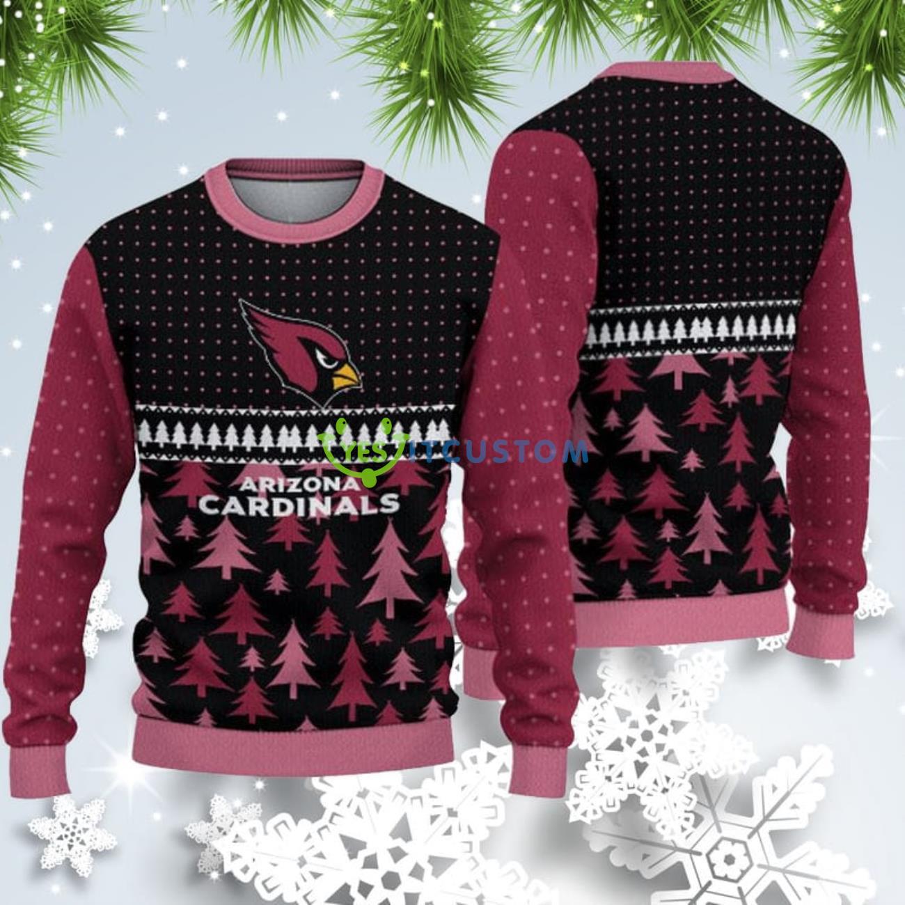 Arizona Cardinals Christmas Tree Pattern Ugly Christmas Sweater 3 Arizona Cardinals Christmas Tree Pattern Ugly Christmas Sweater Product Photo 1