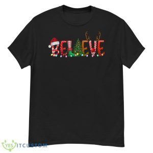Christmas Believe Santa Hat Elf Xmas Tree Antlers Boys Girls Shirt - G500 Men’s Classic T-Shirt