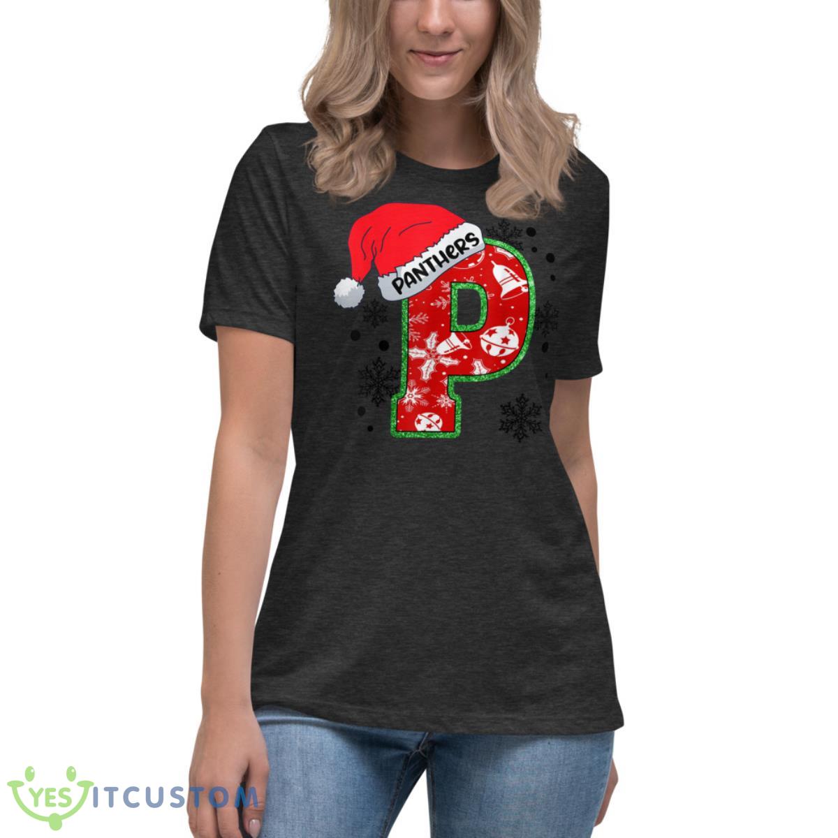 Christmas Mascot Santa Hat Xmas Panthers Shirt 10 Christmas Mascot Santa Hat Xmas Panthers Shirt - Women's Relaxed Short Sleeve Jersey Tee-1