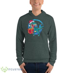 Christmas Santa Saurus Rex Shirt - Unisex Fleece Pullover Hoodie-1