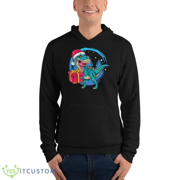 Christmas Santa Saurus Rex Shirt - Unisex Fleece Pullover Hoodie