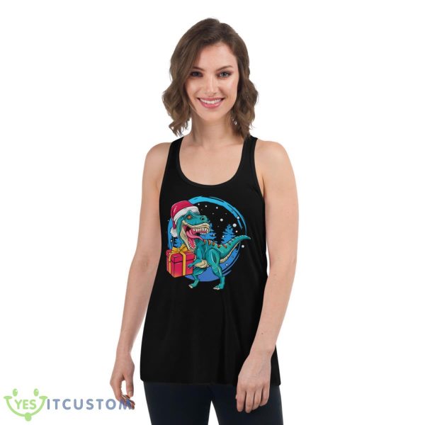 Christmas Santa Saurus Rex Shirt - Women's Flowy Racerback Tank