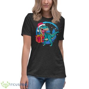 Christmas Santa Saurus Rex Shirt - Women's Relaxed Short Sleeve Jersey Tee-1