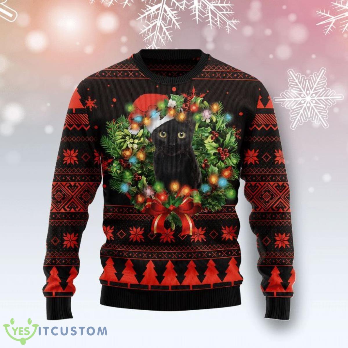 Cute Black Cat Christmas Sweater 3 Cute Black Cat Christmas Sweater Product Photo 1