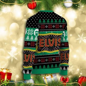 Elviss Presleyy Belt Buckle Sign With Rhinestone Ugly Christmas Sweater Product Photo 3