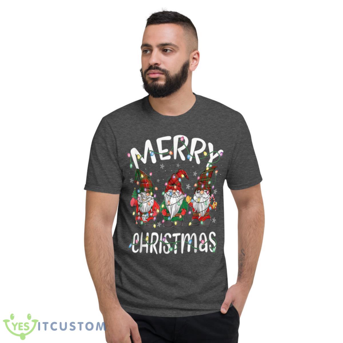 Gnome Christmas Lights Merry Christmas Buffalo Plaid Pajama Shirt 3 Gnome Christmas Lights Merry Christmas Buffalo Plaid Pajama Shirt - Short Sleeve T-Shirt-1