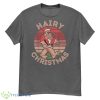 Hairy Christmas Yeti Funny Sasquatch Santa Hat Retro Sunset Shirt - G500 Men’s Classic T-Shirt-1