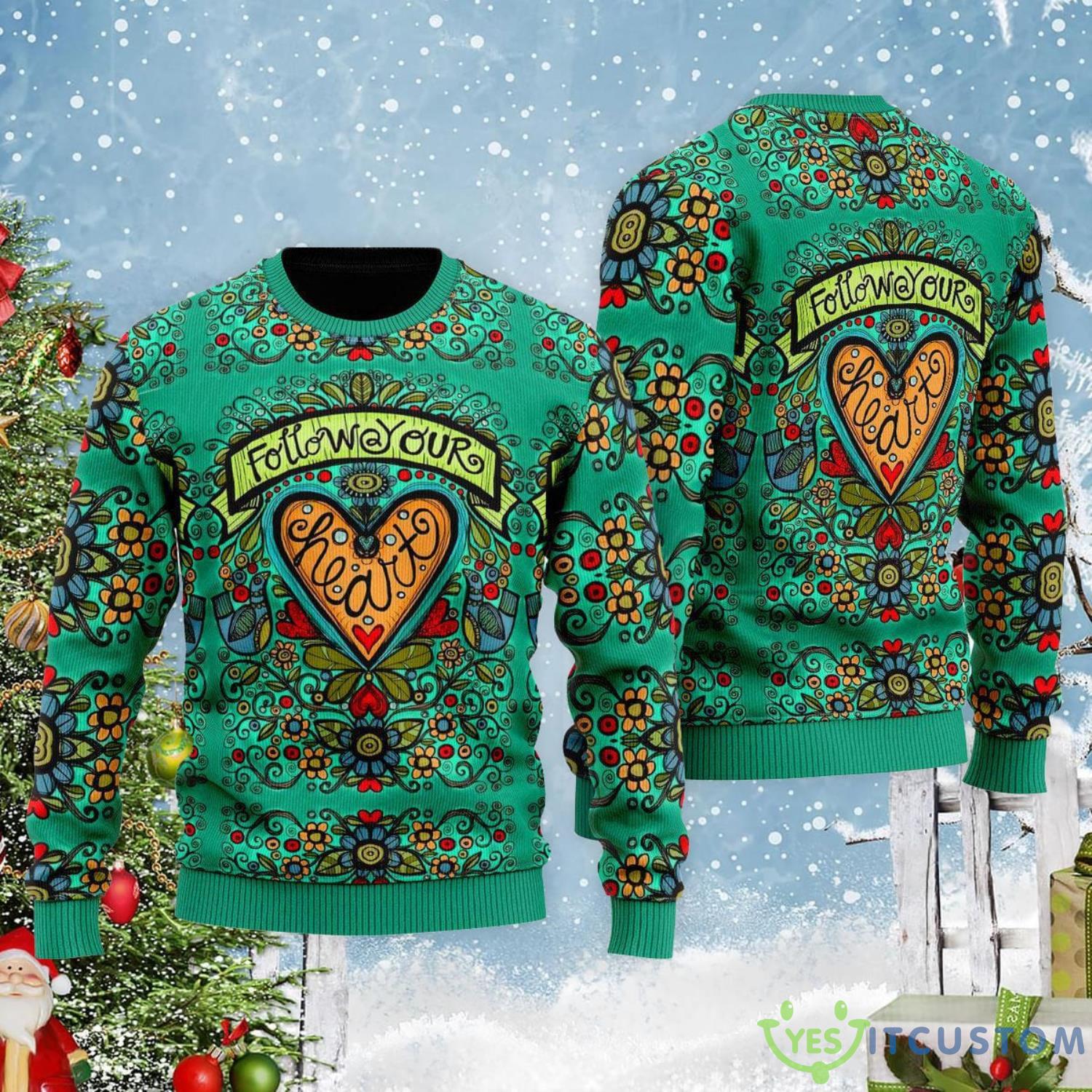 Hippie Follow Your Heart Christmas Gift Ugly Christmas Sweater 5 Hippie Follow Your Heart Christmas Gift Ugly Christmas Sweater Product Photo 1