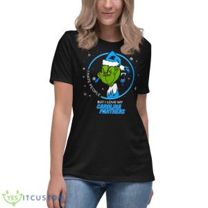 I Hate People But I Love My Carolina Panthers Christmas Shirt - Women's Relaxed Short Sleeve Jersey Tee