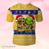 Kansas Jayhawks Baby Groot And Grinch Ugly Christmas 3D T-Shirts Product Photo 1