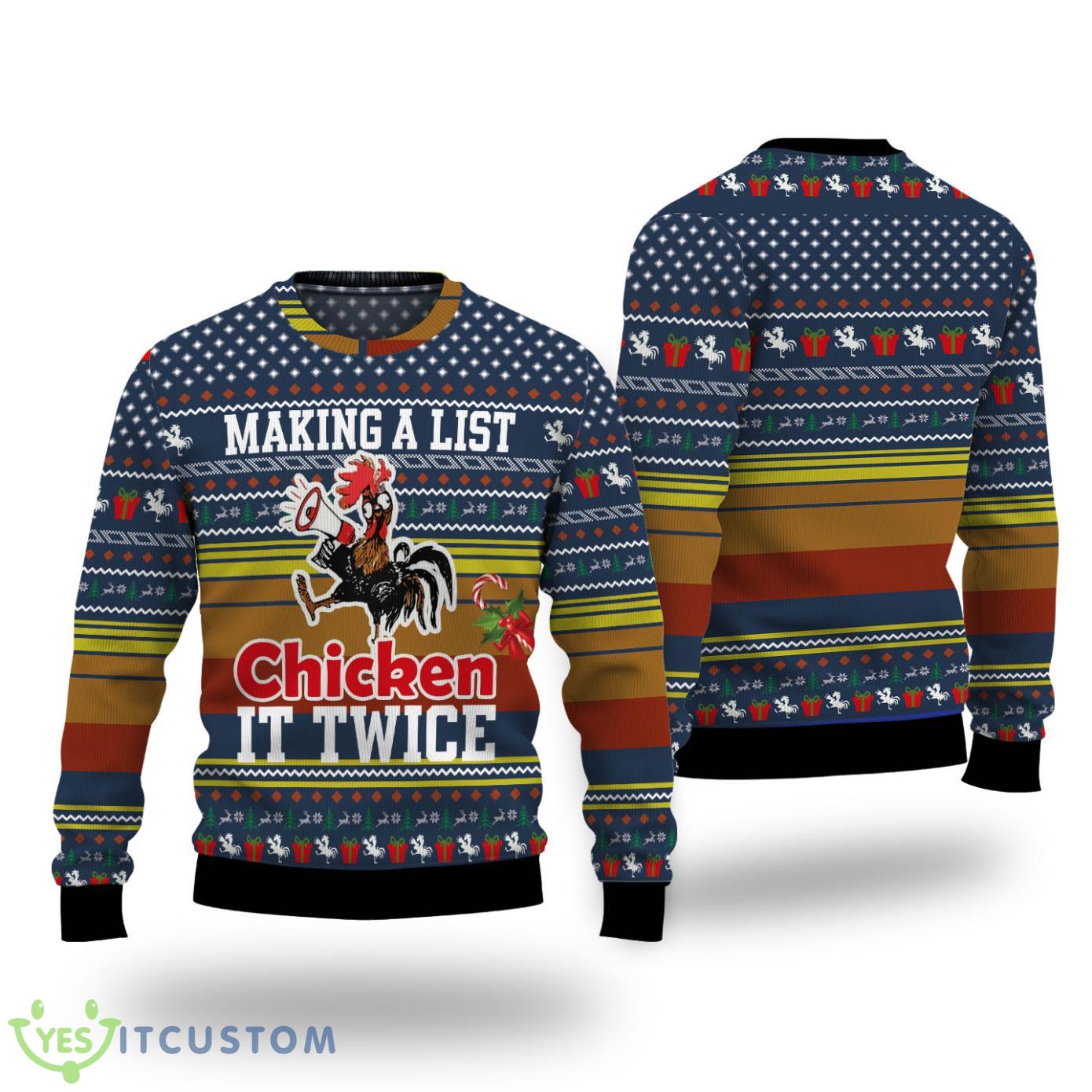 Making A List Chicken It Twice Ugly Christmas Sweater 3 Making A List Chicken It Twice Ugly Christmas Sweater Product Photo 1