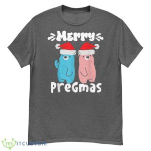 Merry Pregmas Pregnancy Bears In Blue And Pink Santa Hat Shirt - G500 Men’s Classic T-Shirt-1